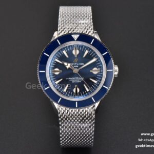 SuperOcean Heritage 42mm SS GF ceramica blu quadrante blu bracciale in maglia A2824