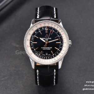 Navitimer V7F 41mm quadrante nero cinturino in pelle nera A2824