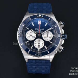Chronomat B01 42mm BLSF Blue Bezel Blue Dial White Subdial White Rubber Strap 7750