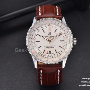 Navitimer V7F 41mm quadrante bianco cinturino in pelle marrone A2824