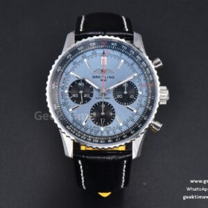 Navitimer B01 43mm BLSF cadran bleu glacier compteur noir bracelet cuir noir A7750