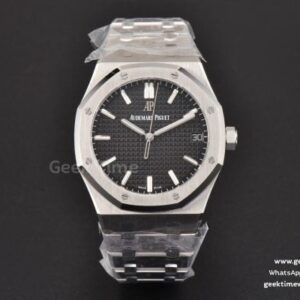 Royal Oak 15500 41mm ZF schwarzes strukturiertes Zifferblatt SS-Armband A4302 Super Clone