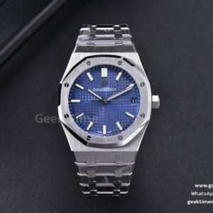 Royal Oak 15500 OMF 41mm blaues strukturiertes Zifferblatt SS-Armband MIYOTA 9015 V2