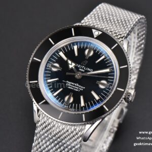 SuperOcean Heritage 42mm SS GF Black Ceramic Black Dial Mesh Bracelet A2824