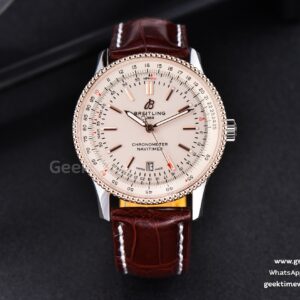 Navitimer TF 41MM RG White Dial White Bezel Brown Leather A2824
