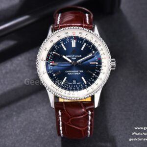 Navitimer TF 41mm SS Blue Dial White Bezel Brown Leather Strap A2824