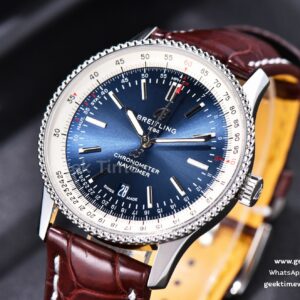 Navitimer TF 41MM SS Blue Dial White Bezel Brown Leather Strap A2824