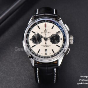 Premier B01 Chrono GF 42mm White Dial Black Subdial Black Leather Strap A7750