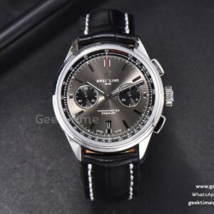 Premier B01 Chrono GF 42mm Gray Dial Black Leather Strap A7750