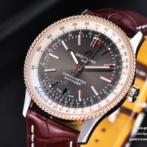 Navitimer TF 41MM RG Black Dial White Bezel Brown Leather Strap A2824