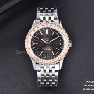 Navitimer TF 41mm RG Black Dial White Bezel SS Bracelet A2824