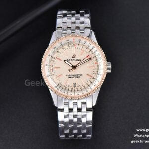 Navitimer TF 38mm RG White Dial White Bezel SS Bracelet A2824