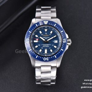 SuperOcean TF 44mm céramique noire cadran bleu bracelet SS A2824