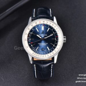 Navitimer TF 41mm SS Blue Dial White Bezel Blue Leather Strap A2824