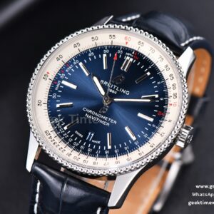 Navitimer TF 41MM SS Blue Dial White Bezel Blue Leather Strap A2824