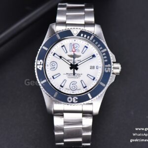 SuperOcean Automatic TF 44mm cadran blanc lunette bleue bracelet SS A2824