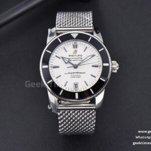 SuperOcean Heritage II GF 42mm cadran blanc lunette noire bracelet SS A2824
