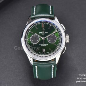 Premier B01 Chrono GF 42mm Green Dial Green Leather Strap A7750