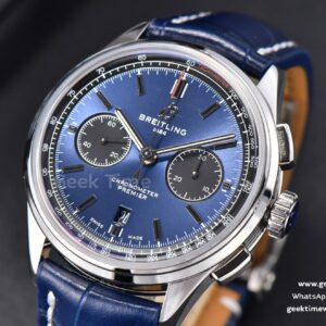 Premier B01 Chrono GF 42MM Blue Dial Blue Leather Strap A7750
