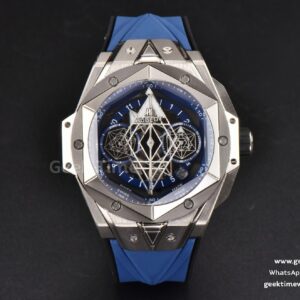 Big Bang Sang Bleu II Chrono Ti 45mm BBF Blue Skeleton Dial Blue Rubber Strap HUB1240