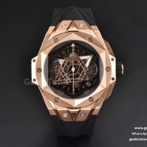 Big Bang Sang Bleu II Chrono RG 45mm BBF Black Skeleton Dial Black Rubber Strap HUB1240