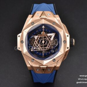 Big Bang Sang Bleu II Chrono RG 45mm BBF Blue Skeleton Dial Blue Rubber Strap HUB1240