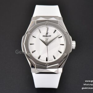 Classic Fusion Orlinski 40mm APSF esfera blanca facetada correa de caucho blanca A2892