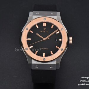 Classic Fusion 42mm RG/SS JJ+F esfera negra correa de caucho negra A1110