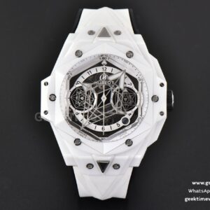 Big Bang Sang Bleu II 45mm ZF White Ceramic Skeleton Dial White Rubber Strap A1240