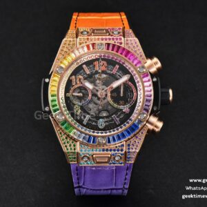 Big Bang Unico Rainbow King RG Diamond 45mm ZF esfera esqueleto y correa de goma arcoíris A1280
