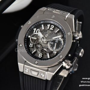 Big Bang Unico SS 45mm BBF Skeleton Dial Ceramic Bezel Black Rubber Strap A1280