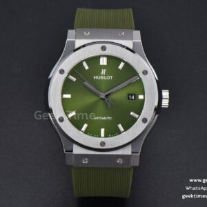 Classic Fusion 42mm SS JJ+F esfera verde correa de caucho verde A1110