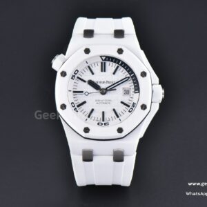 Royal Oak Offshore Diver 15707 42mm ZF ceramica bianca quadrante bianco cinturino in caucciù A3120