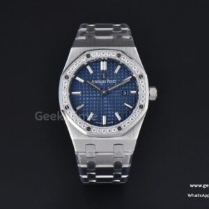 Royal Oak Ladies 67651ST 33mm ZF SS esfera azul con diamantes brazalete SS Quartz