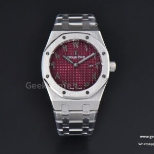 Royal Oak Ladies 67650ST 33mm ZF SS cadran rouge chiffres arabes bracelet SS Quartz