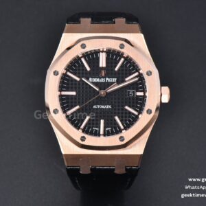 Royal Oak 15400 41mm RG IPF schwarzes strukturiertes Zifferblatt schwarzes Lederarmband SA3120