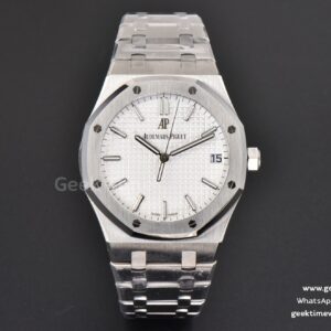 Royal Oak 15500 41mm APSF weißes strukturiertes Zifferblatt SS-Armband A4302
