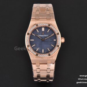 Royal Oak Ladies 33mm RG 8F blaues Zifferblatt mit Diamanten RG-Armband Swiss Quartz