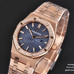 Royal Oak Ladies 33mm RG 8F Diamond Blue Dial RG Bracelet Swiss Quartz