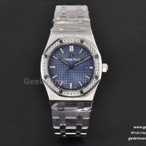 Royal Oak Ladies 33mm 8F blaues Zifferblatt mit Diamanten SS-Armband Swiss Quartz