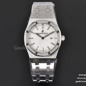 Royal Oak Ladies 33mm 8F weißes Zifferblatt mit Diamanten SS-Armband Swiss Quartz