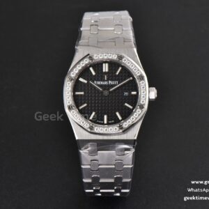 Royal Oak Ladies 33mm 8F schwarzes Zifferblatt mit Diamanten SS-Armband Swiss Quartz