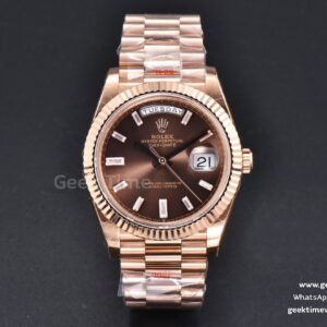 Day-Date 40mm RG GMF Brown Dial Diamond Marker President Bracelet A3235