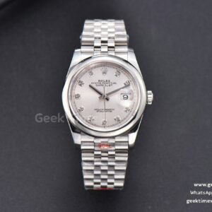DateJust 36mm SS GMF glatte Lünette silberfarbenes Zifferblatt Diamant-Indizes Jubilee-Armband VR3235