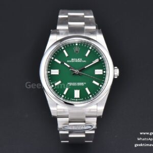 Oyster Perpetual 124300 41mm 904L Clean CF grünes Zifferblatt SS-Armband VR3230