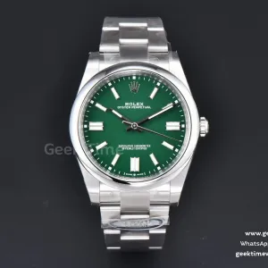 Oyster Perpetual 124300 41mm 904L Clean CF grünes Zifferblatt SS-Armband VR3230