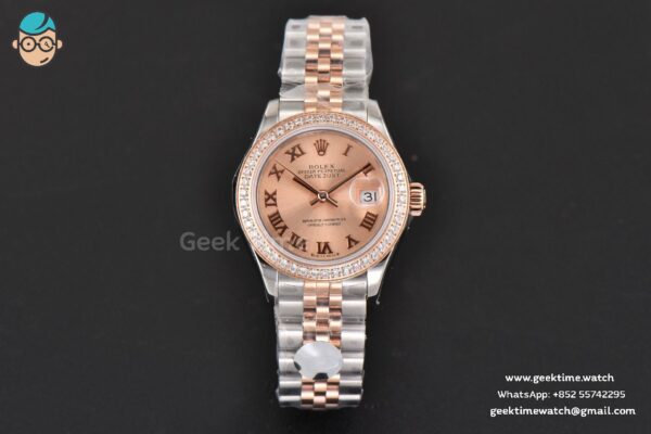 DateJust 28MM Ladies WF RG/SS Diamond RG Dial Roma Marker Jubilee Bracelet A2236 - Image 2