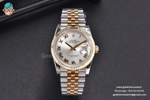 DateJust 36MM 904L YG/SS GMF Fluted Bezel Silver Dial Roma Marker Jubilee Bracelet VR3285 - Image 2