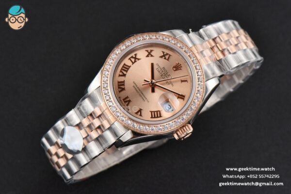 DateJust 28MM Ladies WF RG/SS Diamond RG Dial Roma Marker Jubilee Bracelet A2236 - Image 4