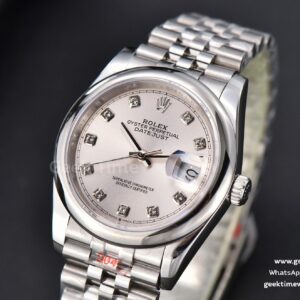 DateJust 36mm SS GMF Smooth Bezel Silver Dial Diamond Marker Jubilee Bracelet VR3235